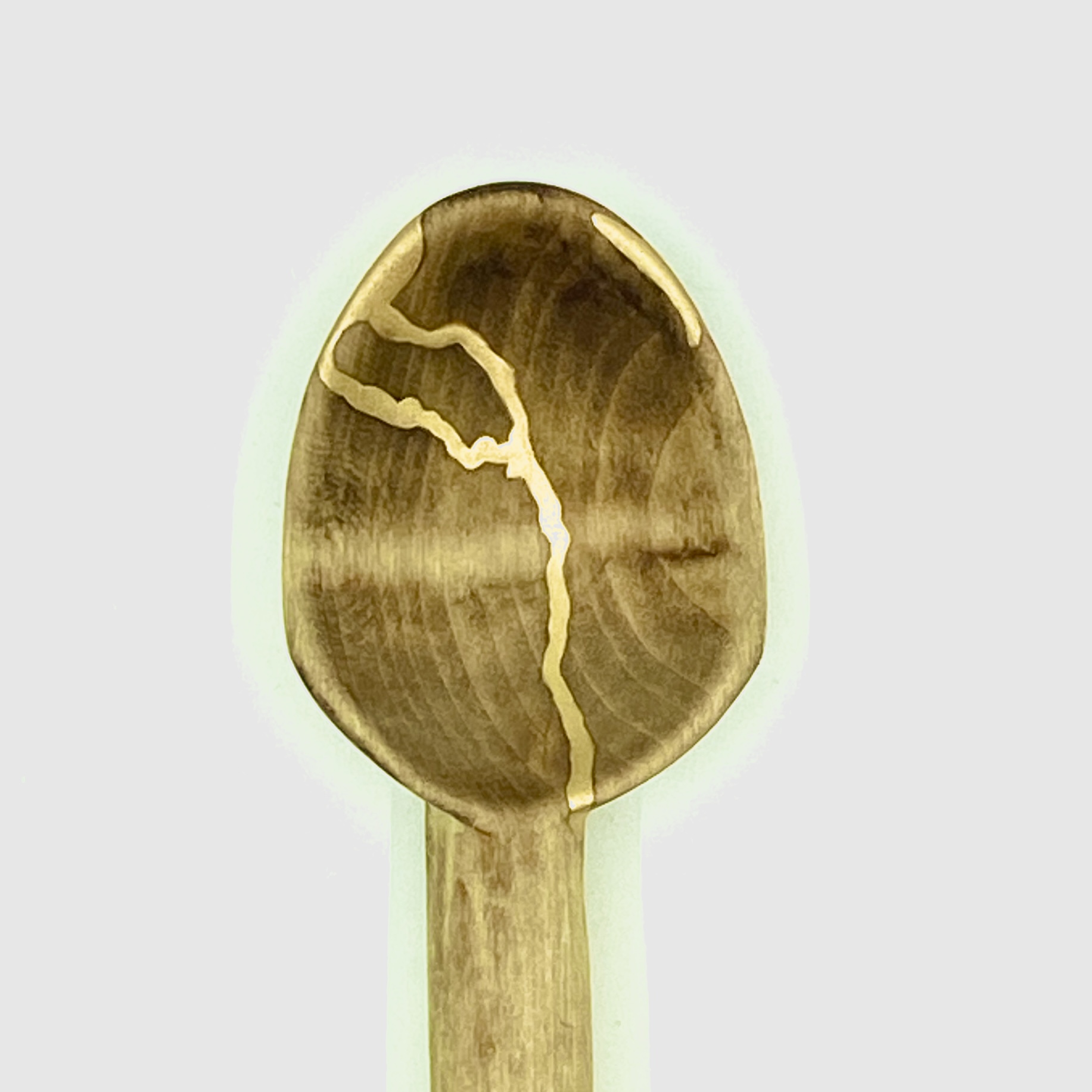 Cuiller en bois - Or pur - Réparation Kintsugi Lyon